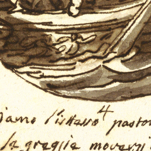 Drawing, Ulysses Escapes the Cyclops’s Cave and Embarks with a Companion