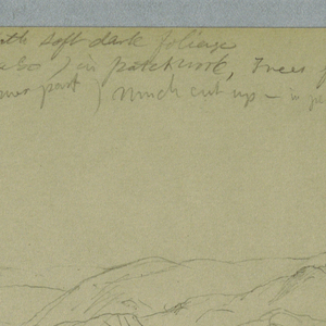 Drawing, View of Hills and Mountain Ranges across a Valley near San Miguel de Chimbo and  Guaranda, Ecuador, June 3, 1857