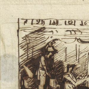Drawing, Figural Scene with Artist Drawing Female Figure While Man Watches from Behind, late 18th–early 19th century