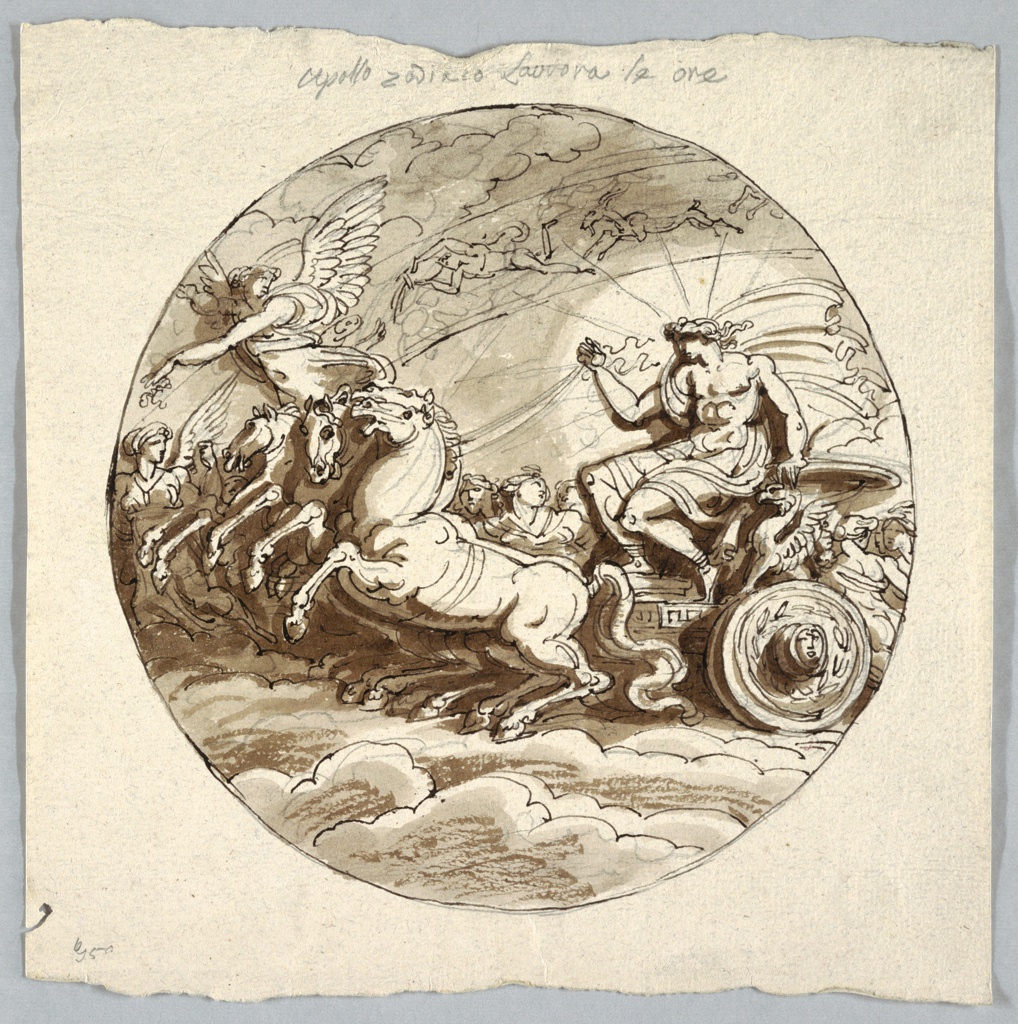 Drawing, Apollo in Chariot with Aurora and the Hours