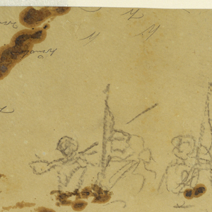 Drawing, Sketches of Single Infantry Figures and Practice Signatures, 1862