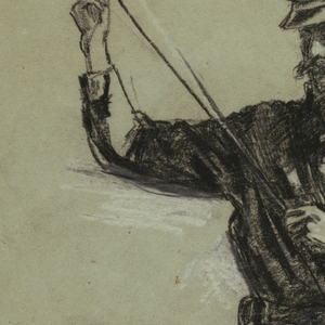 Drawing, Cavalry Soldier Loading a Rifle, 1863–64