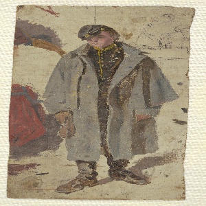 Drawing, Young Soldier; Separate Study of a Soldier Giving Water to a Wounded Companion, 1864