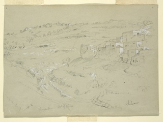 Drawing, Siloam and the Mount of Olives, Jerusalem