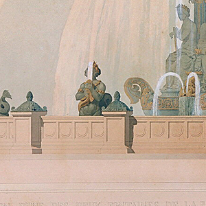 Drawing, Elevation of the Maritime Fountain, for the Place de la Concorde, Paris, 1839