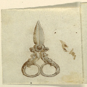 Drawing, A Pair of Scissors with Handles Formed by Half-figures of Women with Rinceaux as Legs, 1815–50