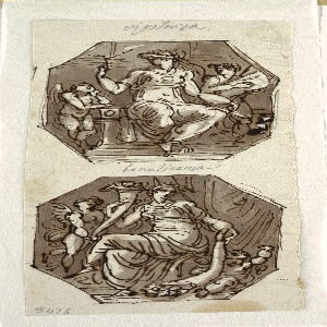 Drawing, Two Octagons: Vigilance, Beneficence., ca. 1813