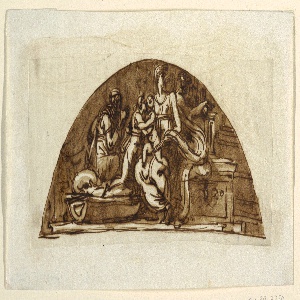 Drawing, Lunette of Holy Family with St. Elizabeth and St. Joseph, 1815–23