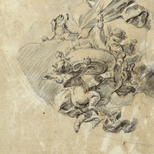 Drawing, Study for an Oval Ceiling Design, Apollo, Strength, and Love, 1760–89