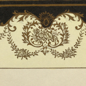 Drawing, Design for sugar bowl with gold scrolls and pineapple, 1880–1910