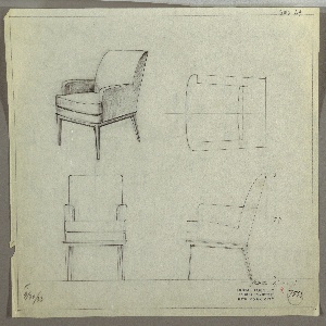 Drawing, Armchair, Upholstered