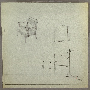 Drawing, Armchair, Upholstered