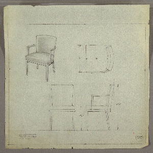 Drawing, Armchair, Upholstered