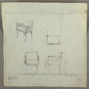Drawing, Armchair, Upholstered