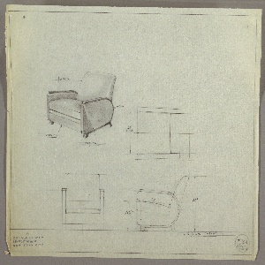 Drawing, Armchair, Upholstered