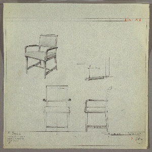Drawing, Armchair, Upholstered