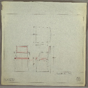 Drawing, Armchair, Upholstered