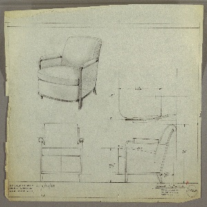 Drawing, Armchair, Upholstered