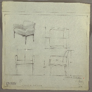 Drawing, Armchair, Upholstered