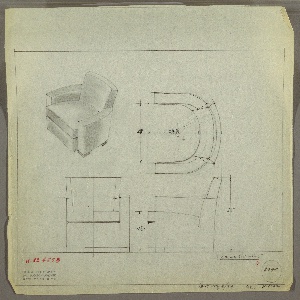 Drawing, Armchair, Upholstered