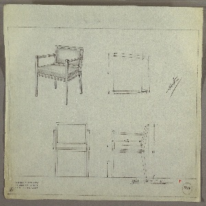 Drawing, Armchair, Upholstered