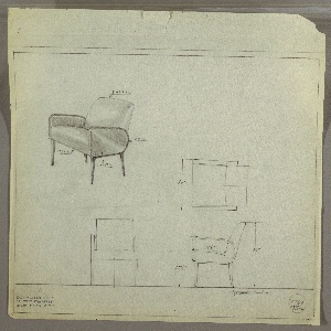 Drawing, Armchair, Upholstered