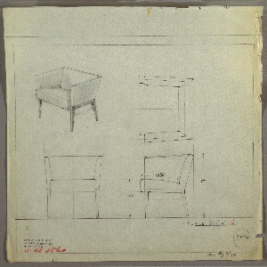 Drawing, Armchair, Upholstered