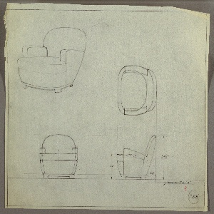 Drawing, Armchair, Upholstered