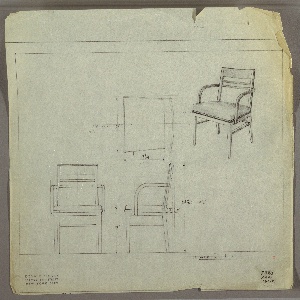 Drawing, Armchair, Upholstered