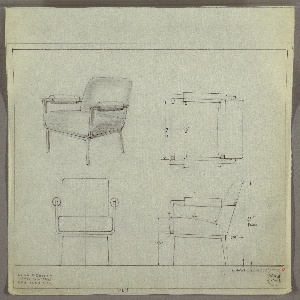 Drawing, Armchair, Upholstered