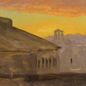 Drawing, Rome, Rooftops at Sunset, 1868–69