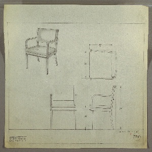 Drawing, Armchair, Upholstered