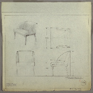 Drawing, Armchair, Upholstered