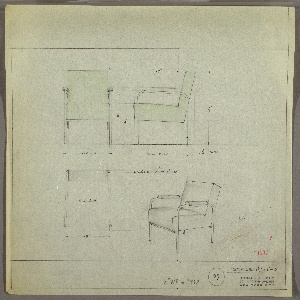 Drawing, Armchair, Upholstered
