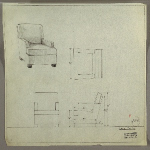 Drawing, Armchair, Upholstered