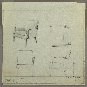 Drawing, Armchair, Upholstered