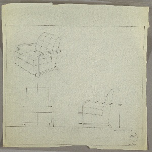Drawing, Armchair, Upholstered