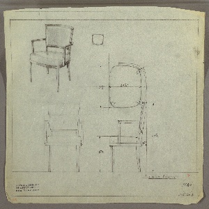 Drawing, Armchair, Upholstered