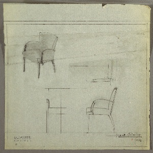 Drawing, Armchair, Upholstered