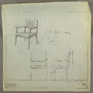 Drawing, Armchair, Upholstered