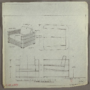 Drawing, Armchair, Upholstered