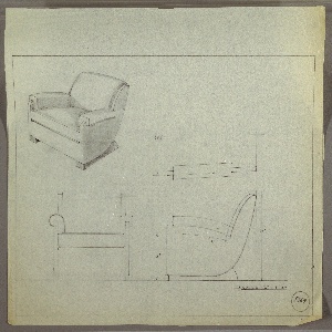 Drawing, Armchair, Upholstered
