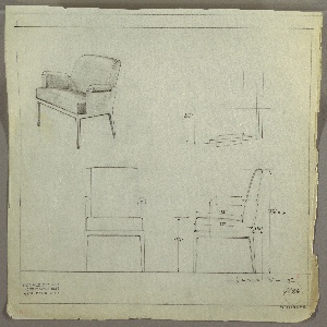 Drawing, Armchair, Upholstered