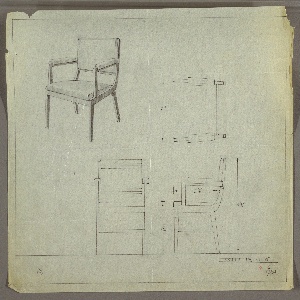 Drawing, Armchair, Upholstered