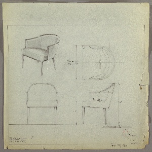 Drawing, Armchair, Upholstered