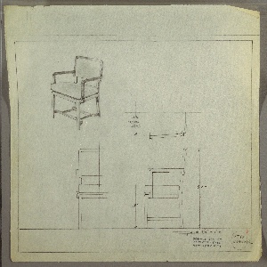 Drawing, Armchair, Upholstered