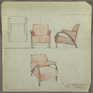 Drawing, Armchair, Upholstered