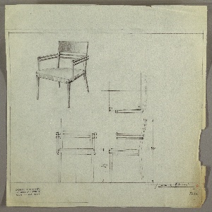 Drawing, Armchair, Upholstered