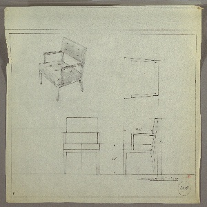 Drawing, Armchair, Upholstered