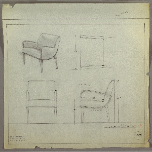 Drawing, Armchair, Upholstered